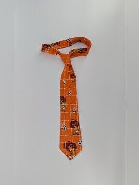 1993 KNVB The Road To Wembley Orange Soccer Print Men's Tie
